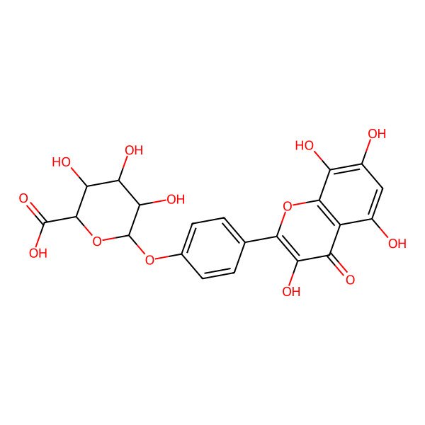 2D Structure of 3,4,5-Trihydroxy-6-[4-(3,5,7,8-tetrahydroxy-4-oxochromen-2-yl)phenoxy]oxane-2-carboxylic acid