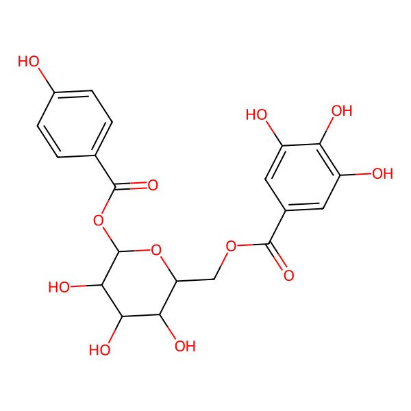 2D Structure of [3,4,5-Trihydroxy-6-(4-hydroxybenzoyl)oxyoxan-2-yl]methyl 3,4,5-trihydroxybenzoate