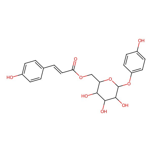 2D Structure of [3,4,5-Trihydroxy-6-(4-hydroxyphenoxy)oxan-2-yl]methyl 3-(4-hydroxyphenyl)prop-2-enoate