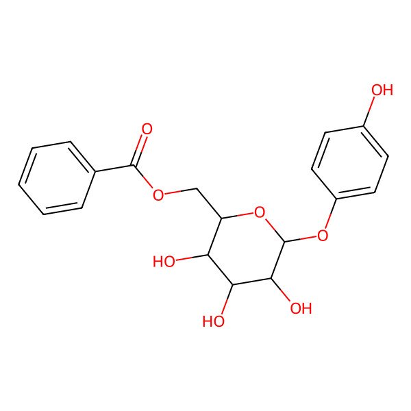 2D Structure of [3,4,5-Trihydroxy-6-(4-hydroxyphenoxy)oxan-2-yl]methyl benzoate