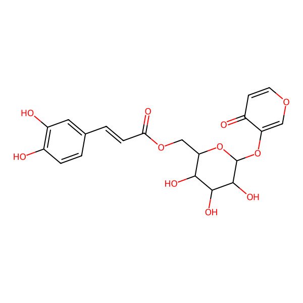2D Structure of [3,4,5-Trihydroxy-6-(4-oxopyran-3-yl)oxyoxan-2-yl]methyl 3-(3,4-dihydroxyphenyl)prop-2-enoate