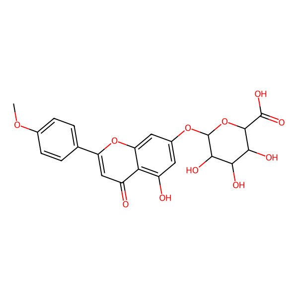 2D Structure of 3,4,5-Trihydroxy-6-[5-hydroxy-2-(4-methoxyphenyl)-4-oxochromen-7-yl]oxyoxane-2-carboxylic acid