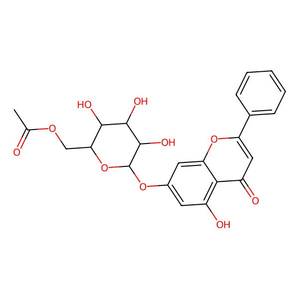 2D Structure of [3,4,5-Trihydroxy-6-(5-hydroxy-4-oxo-2-phenylchromen-7-yl)oxyoxan-2-yl]methyl acetate