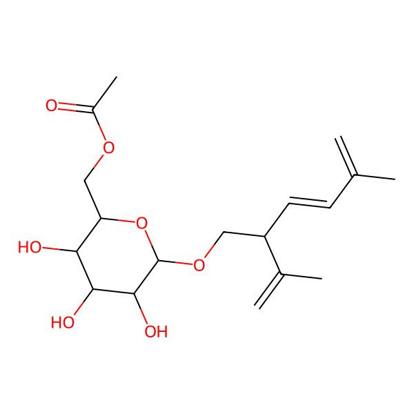 2D Structure of [3,4,5-Trihydroxy-6-(5-methyl-2-prop-1-en-2-ylhexa-3,5-dienoxy)oxan-2-yl]methyl acetate