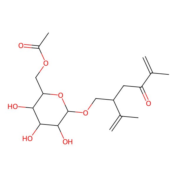 2D Structure of [3,4,5-Trihydroxy-6-(5-methyl-4-oxo-2-prop-1-en-2-ylhex-5-enoxy)oxan-2-yl]methyl acetate