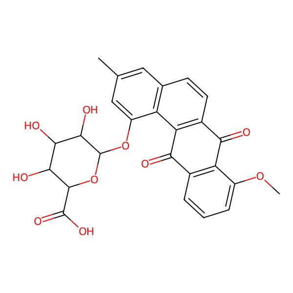 2D Structure of 3,4,5-Trihydroxy-6-(8-methoxy-3-methyl-7,12-dioxobenzo[a]anthracen-1-yl)oxyoxane-2-carboxylic acid