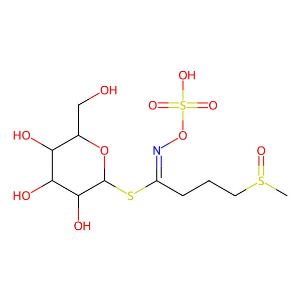 2D Structure of [3,4,5-trihydroxy-6-(hydroxymethyl)oxan-2-yl] (1E)-4-methylsulfinyl-N-sulfooxybutanimidothioate