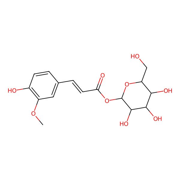 2D Structure of [3,4,5-Trihydroxy-6-(hydroxymethyl)oxan-2-yl] 3-(4-hydroxy-3-methoxyphenyl)prop-2-enoate