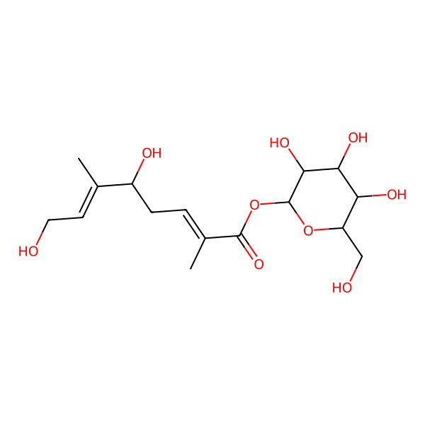 2D Structure of [3,4,5-Trihydroxy-6-(hydroxymethyl)oxan-2-yl] 5,8-dihydroxy-2,6-dimethylocta-2,6-dienoate