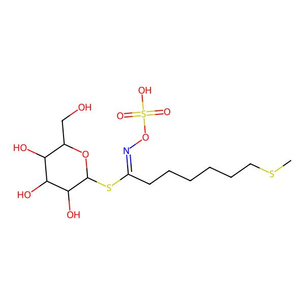 2D Structure of [3,4,5-trihydroxy-6-(hydroxymethyl)oxan-2-yl] 7-methylsulfanyl-N-sulfooxyheptanimidothioate