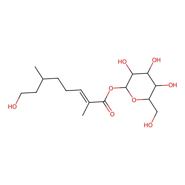 2D Structure of [3,4,5-Trihydroxy-6-(hydroxymethyl)oxan-2-yl] 8-hydroxy-2,6-dimethyloct-2-enoate