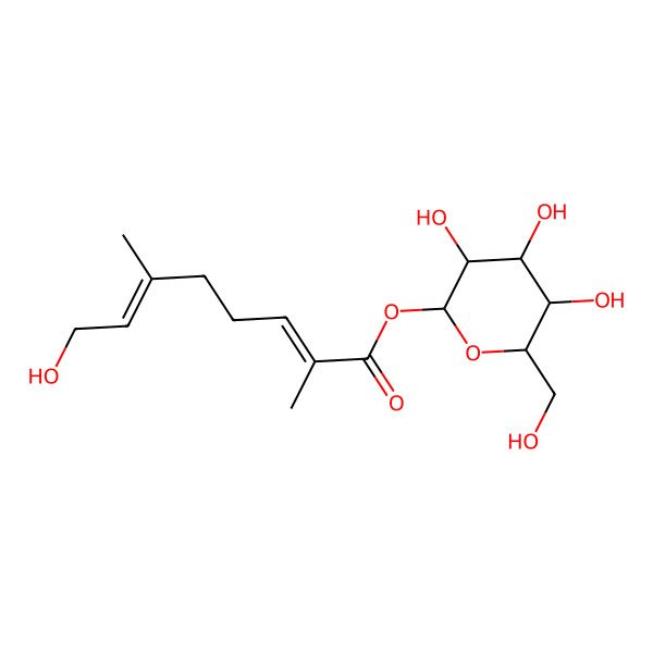 2D Structure of [3,4,5-Trihydroxy-6-(hydroxymethyl)oxan-2-yl] 8-hydroxy-2,6-dimethylocta-2,6-dienoate