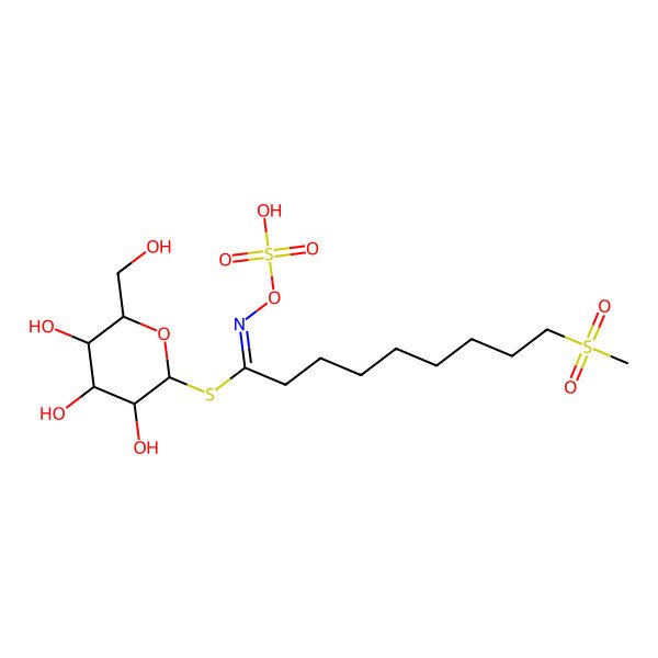 2D Structure of [3,4,5-trihydroxy-6-(hydroxymethyl)oxan-2-yl] 9-methylsulfonyl-N-sulfooxynonanimidothioate