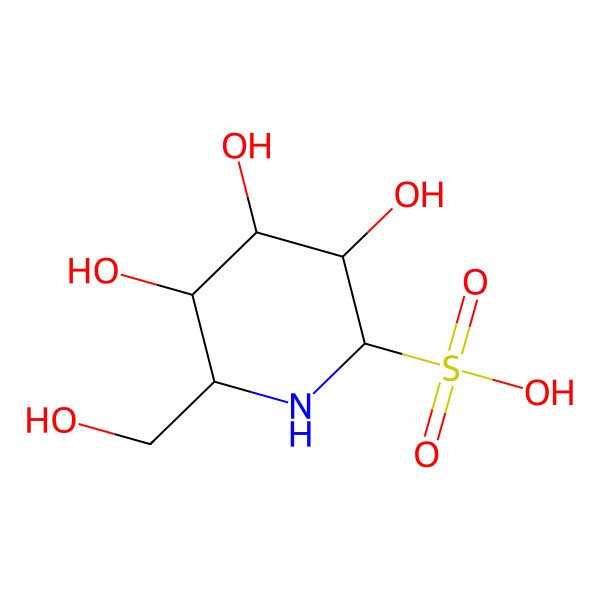 2D Structure of 3,4,5-Trihydroxy-6-(hydroxymethyl)piperidine-2-sulfonic acid