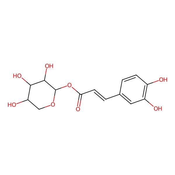 2D Structure of (3,4,5-Trihydroxyoxan-2-yl) 3-(3,4-dihydroxyphenyl)prop-2-enoate