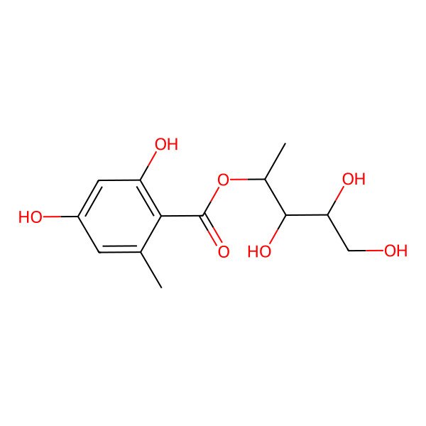2D Structure of 3,4,5-Trihydroxypentan-2-yl 2,4-dihydroxy-6-methylbenzoate