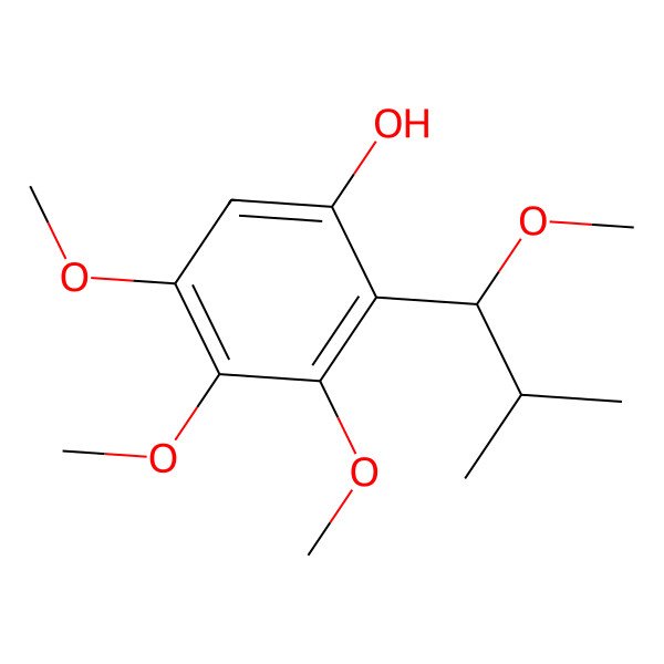 2D Structure of 3,4,5-trimethoxy-2-[(1R)-1-methoxy-2-methylpropyl]phenol