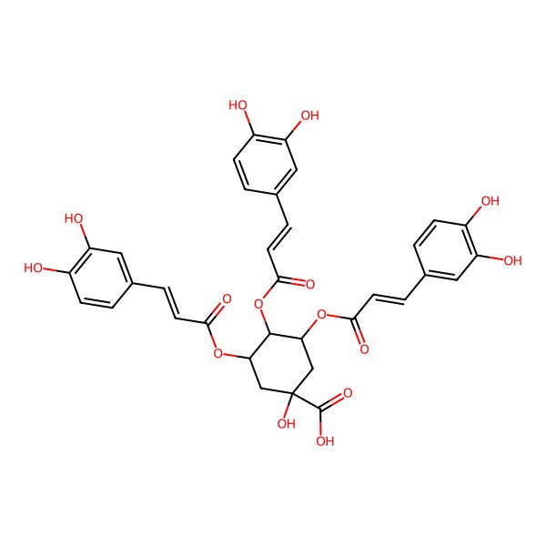 2D Structure of 3,4,5-Tris[3-(3,4-dihydroxyphenyl)prop-2-enoyloxy]-1-hydroxycyclohexane-1-carboxylic acid