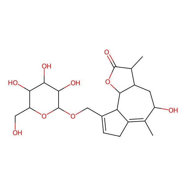 2D Structure of (3S,3aS,5R,9aR,9bS)-5-hydroxy-3,6-dimethyl-9-[[(2R,3R,4S,5S,6R)-3,4,5-trihydroxy-6-(hydroxymethyl)oxan-2-yl]oxymethyl]-3a,4,5,7,9a,9b-hexahydro-3H-azuleno[4,5-b]furan-2-one