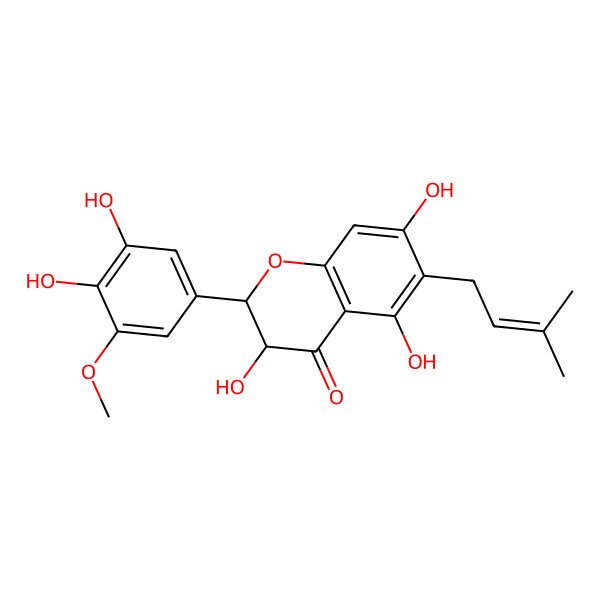 2D Structure of 3,4',5,5',7-Pentahydroxy-3'-methoxy-6-(3-methyl-2-butenyl) flavanone