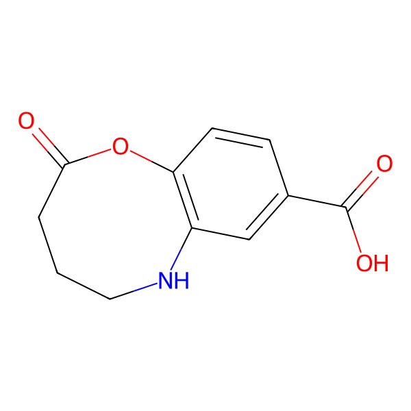 2D Structure of 3,4,5,6-Tetrahydro-2-oxo-2h-1,6-benzoxazocine-8-carboxylic acid 2D Structure of 3,4,5,6-Tetrahydro-2-oxo-2h-1,6-benzoxazocine-8-carboxylic acid