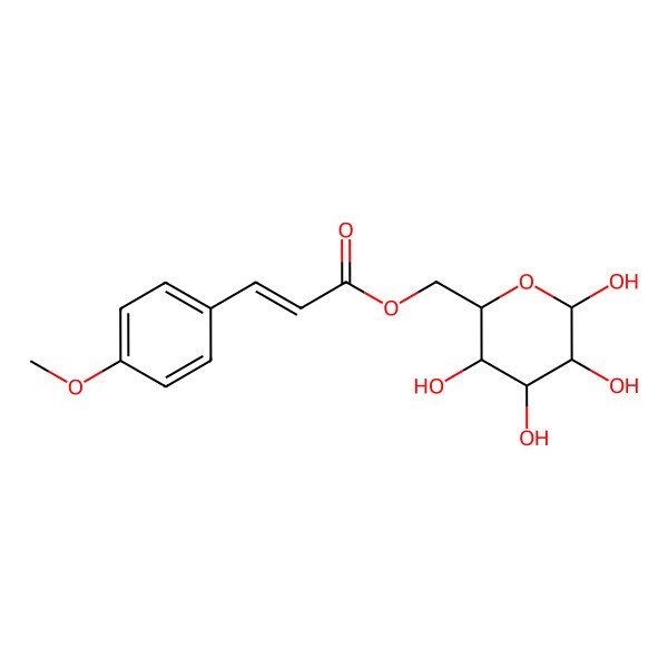 2D Structure of (3,4,5,6-Tetrahydroxyoxan-2-yl)methyl 3-(4-methoxyphenyl)prop-2-enoate