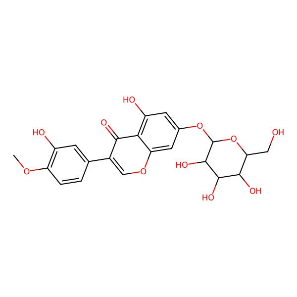 2D Structure of 5-Hydroxy-3-(3-hydroxy-4-methoxyphenyl)-7-[3,4,5-trihydroxy-6-(hydroxymethyl)oxan-2-yl]oxychromen-4-one