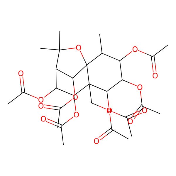 2D Structure of (3,4,5,7,8,12-Hexaacetyloxy-2,10,10-trimethyl-11-oxatricyclo[7.2.1.01,6]dodecan-6-yl)methyl acetate