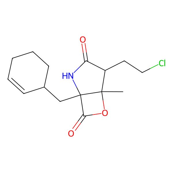 2D Structure of (1R,4R,5S)-4-(2-chloroethyl)-1-[[(1R)-cyclohex-2-en-1-yl]methyl]-5-methyl-6-oxa-2-azabicyclo[3.2.0]heptane-3,7-dione