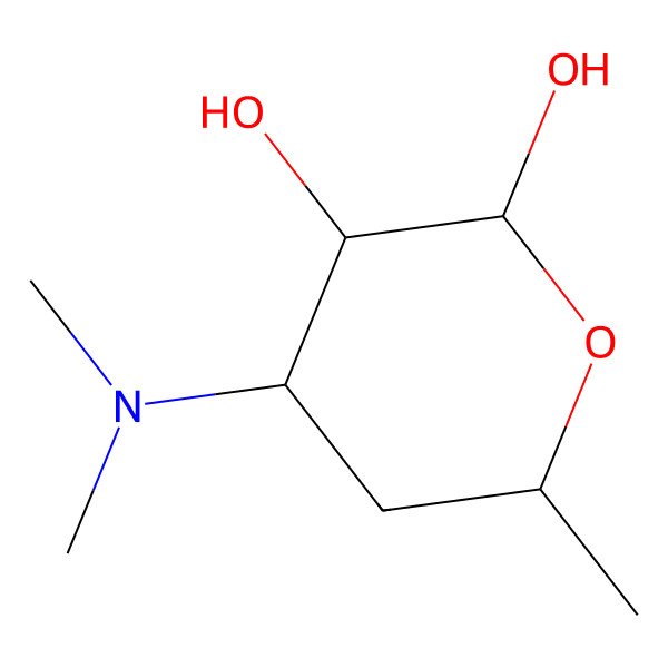2D Structure of 3,4,6-Trideoxy-3-(dimethylamino-b-D-xylo-hexopyranose)