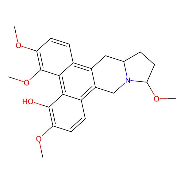 2D Structure of 3,4,6,11-Tetramethoxy-9,11,12,13,13a,14-hexahydrophenanthro[10,9-f]indolizin-5-ol