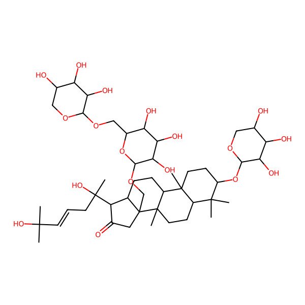 2D Structure of Dammar-23-en-16-one, 3-(alpha-L-arabinopyranosyloxy)-20,25-dihydroxy-30-[(6-O-beta-D-xylopyranosyl-beta-D-glucopyranosyl)oxy]-, (3beta,23E)-