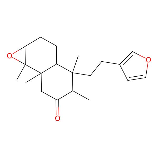2D Structure of (1aS,3aS,4R,5R,7aS,7bR)-4-[2-(furan-3-yl)ethyl]-4,5,7a,7b-tetramethyl-1a,2,3,3a,5,7-hexahydronaphtho[1,2-b]oxiren-6-one