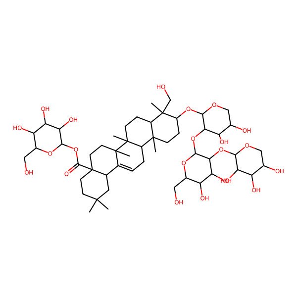 2D Structure of beta-D-Glucopyranosyl (3beta,4alpha)-3-[(O-alpha-L-arabinopyranosyl-(1-->2)-O-beta-D-glucopyranosyl-(1-->2)-alpha-L-arabinopyranosyl)oxy]-23-hydroxyolean-12-en-28-oate