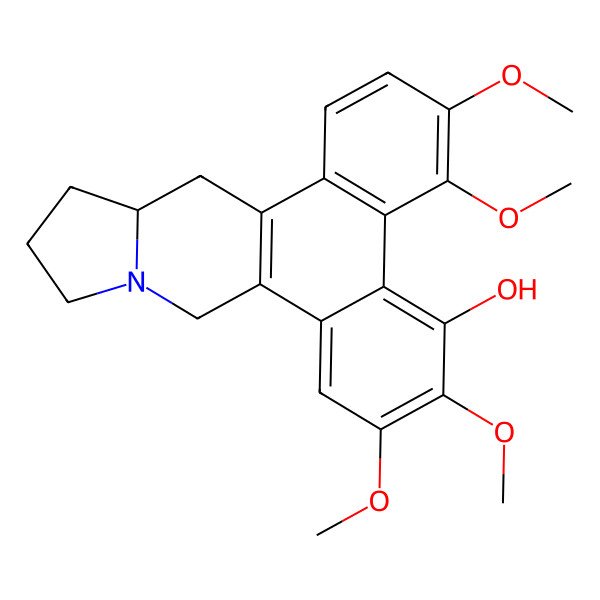 2D Structure of 3,4,6,7-Tetramethoxy-9,11,12,13,13a,14-hexahydrophenanthro[10,9-f]indolizin-5-ol