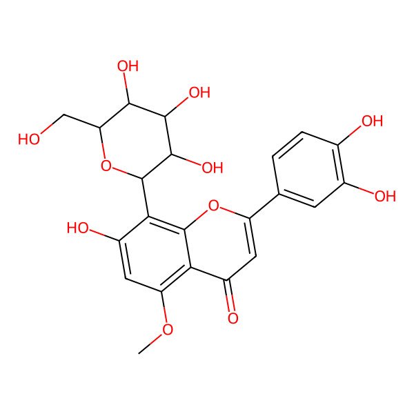 2D Structure of 2-(3,4-Dihydroxyphenyl)-7-hydroxy-5-methoxy-8-[3,4,5-trihydroxy-6-(hydroxymethyl)oxan-2-yl]chromen-4-one