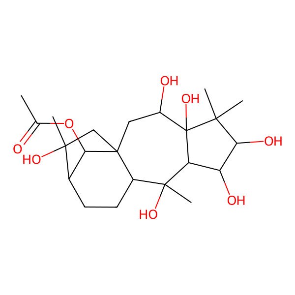 2D Structure of (3,4,6,7,9,14-Hexahydroxy-5,5,9,14-tetramethyl-16-tetracyclo[11.2.1.01,10.04,8]hexadecanyl) acetate