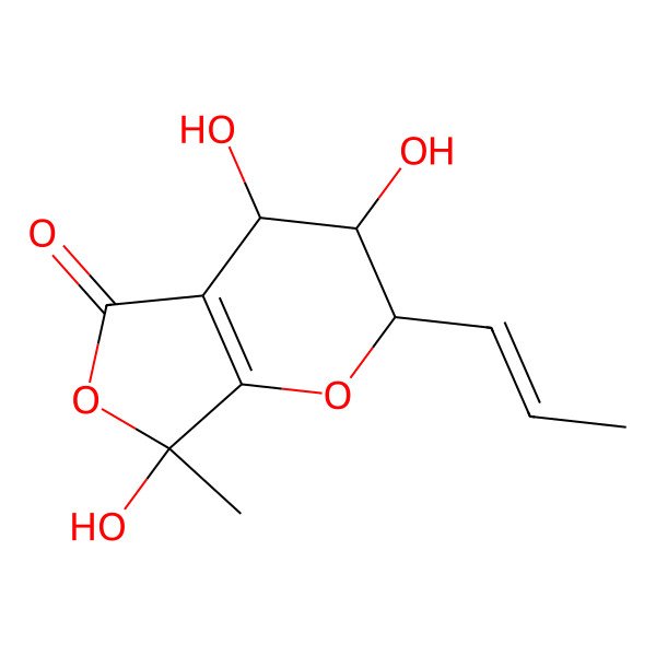 2D Structure of 3,4,7-trihydroxy-7-methyl-2-prop-1-enyl-3,4-dihydro-2H-furo[3,4-b]pyran-5-one