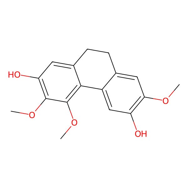 2D Structure of 3,4,7-Trimethoxy-9,10-dihydrophenanthrene-2,6-diol 2D Structure of 3,4,7-Trimethoxy-9,10-dihydrophenanthrene-2,6-diol