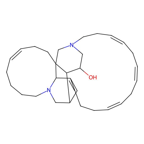 2D Structure of (1S,2R,6E,9Z,12E,18S,19R,20R,27E)-16,22-diazapentacyclo[14.14.1.13,20.01,19.02,22]dotriaconta-3(32),6,9,12,27-pentaen-18-ol
