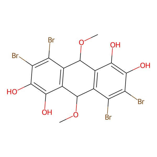 2D Structure of 3,4,7,8-Tetrabromo-9,10-dimethoxy-9,10-dihydroanthracene-1,2,5,6-tetrol