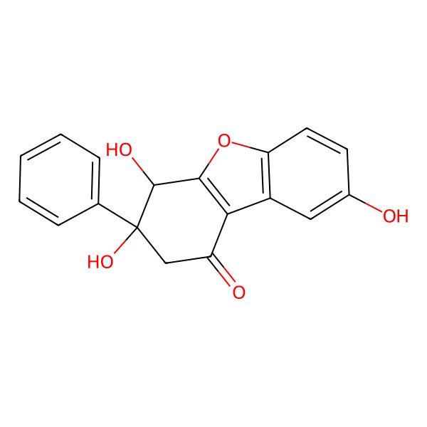 2D Structure of 3,4,8-Trihydroxy-3-phenyl-2,4-dihydrodibenzofuran-1-one