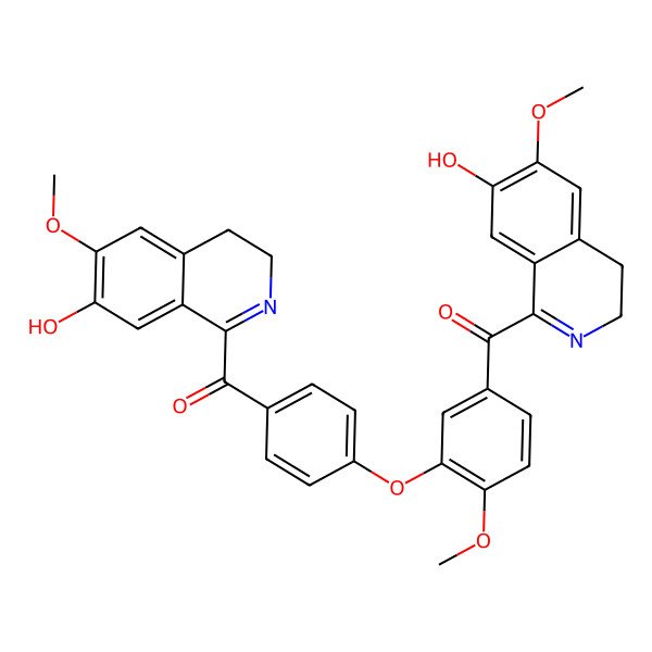 2D Structure of [4-[5-(7-Hydroxy-6-methoxy-3,4-dihydroisoquinoline-1-carbonyl)-2-methoxyphenoxy]phenyl]-(7-hydroxy-6-methoxy-3,4-dihydroisoquinolin-1-yl)methanone