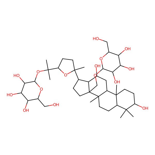 2D Structure of 2-[[3,12-dihydroxy-4,4,8,10-tetramethyl-17-[2-methyl-5-[2-[3,4,5-trihydroxy-6-(hydroxymethyl)oxan-2-yl]oxypropan-2-yl]oxolan-2-yl]-2,3,5,6,7,9,11,12,13,15,16,17-dodecahydro-1H-cyclopenta[a]phenanthren-14-yl]methoxy]-6-(hydroxymethyl)oxane-3,4,5-triol