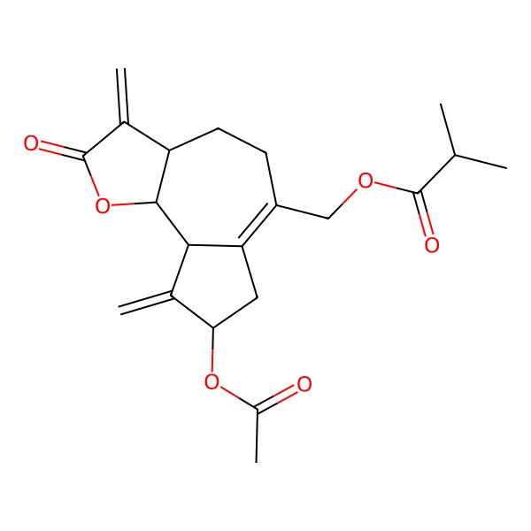 2D Structure of (8-acetyloxy-3,9-dimethylidene-2-oxo-4,5,7,8,9a,9b-hexahydro-3aH-azuleno[4,5-b]furan-6-yl)methyl 2-methylpropanoate