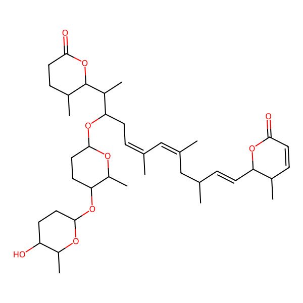 2D Structure of 2-[10-[5-(5-Hydroxy-6-methyloxan-2-yl)oxy-6-methyloxan-2-yl]oxy-3,5,7-trimethyl-11-(3-methyl-6-oxooxan-2-yl)dodeca-1,5,7-trienyl]-3-methyl-2,3-dihydropyran-6-one