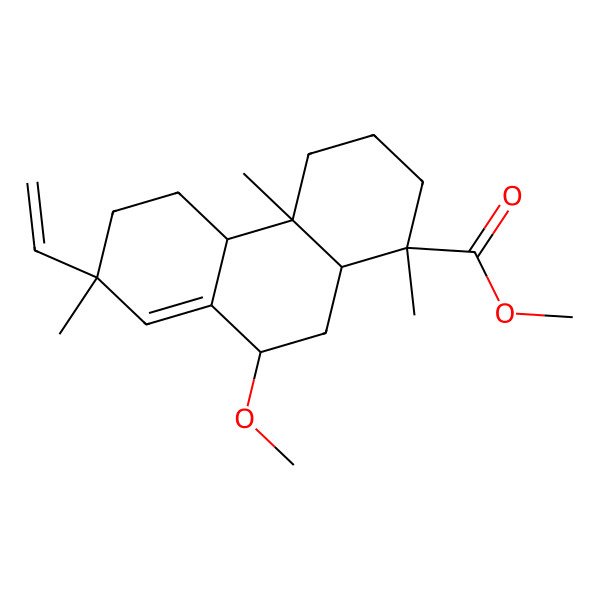 2D Structure of methyl (1R,4aR,4bR,7R,9S,10aR)-7-ethenyl-9-methoxy-1,4a,7-trimethyl-3,4,4b,5,6,9,10,10a-octahydro-2H-phenanthrene-1-carboxylate