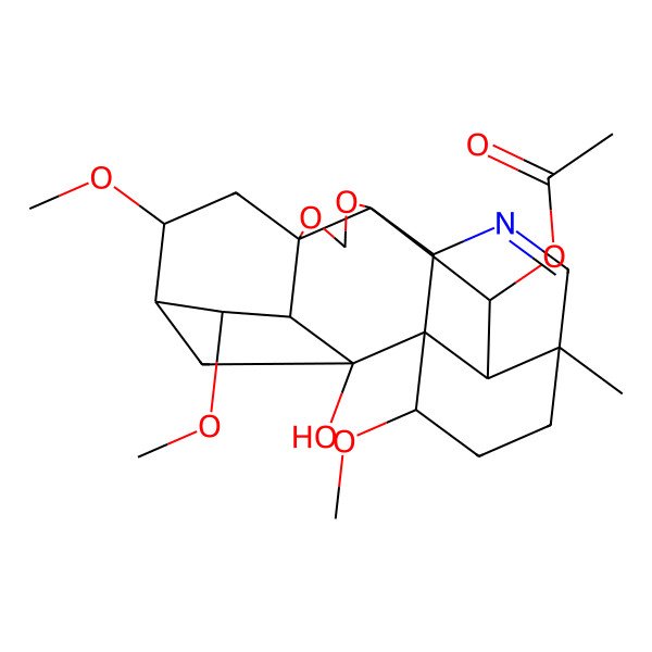 2D Structure of [(1R,2S,3S,4S,5R,6S,8R,12S,13S,16R,19S,20R,21S)-2-hydroxy-4,6,19-trimethoxy-16-methyl-9,11-dioxa-14-azaheptacyclo[10.7.2.12,5.01,13.03,8.08,12.016,20]docos-14-en-21-yl] acetate