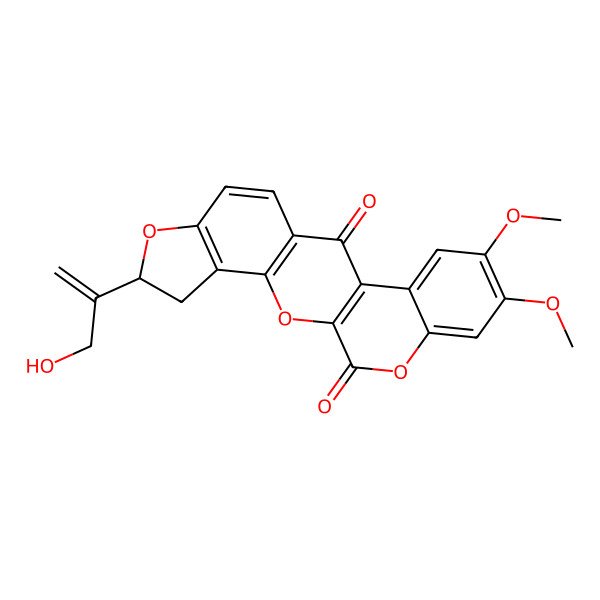 2D Structure of (6S)-6-(3-hydroxyprop-1-en-2-yl)-16,17-dimethoxy-2,7,20-trioxapentacyclo[11.8.0.03,11.04,8.014,19]henicosa-1(13),3(11),4(8),9,14,16,18-heptaene-12,21-dione