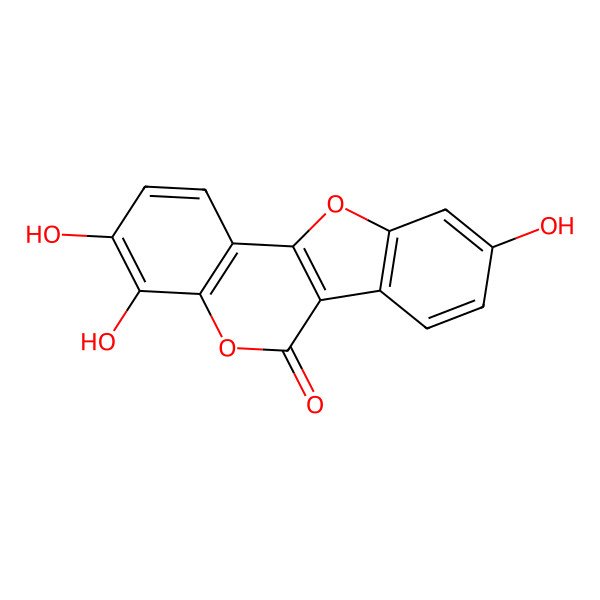 2D Structure of 3,4,9-Trihydroxy-[1]benzofuro[3,2-c]chromen-6-one